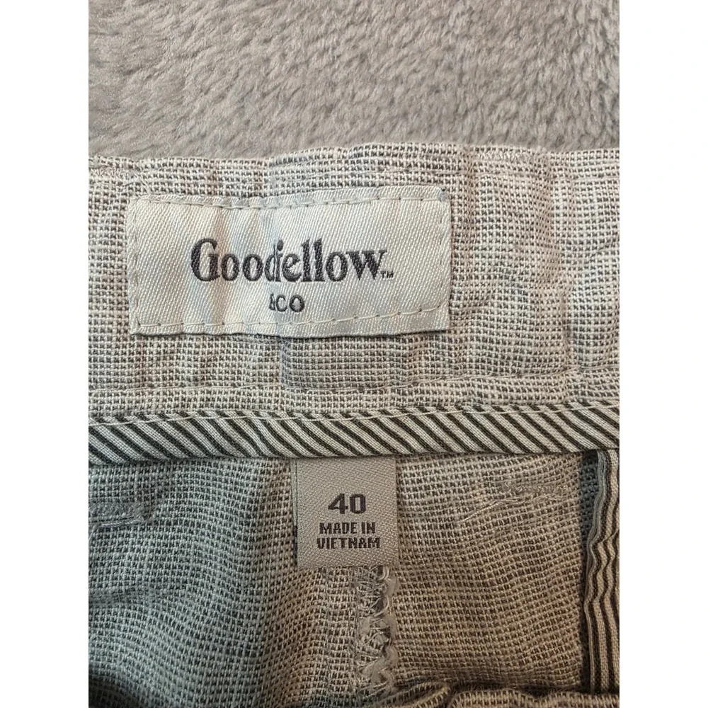 Goodfellow & Co Linden Shorts Mens 40 Beige Linen Blend Flat Front Casual Chino